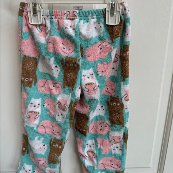 Carter’s 2T Girls White, Green, Pink Bear  Hot Chocolate Fleece Pajama Pants - Picture 3 of 4